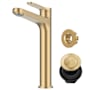 Kraus Indy 1.2 GPM Vessel Single Hole Bathroom Faucet with Push Push Pop-Up Drain Assembly and Overflow Cap Spot Free Brushed Brass
