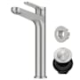 Kraus Indy 1.2 GPM Vessel Single Hole Bathroom Faucet with Push Push Pop-Up Drain Assembly and Overflow Cap Spot Free Brushed Nickel