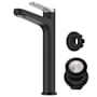 Kraus Indy 1.2 GPM Vessel Single Hole Bathroom Faucet with Push Push Pop-Up Drain Assembly and Overflow Cap Spot Free Brushed Nickel / Matte Black