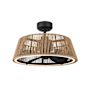 Kuzco Lighting Isla 24" 3 Blade Indoor Smart LED Ceiling Fandelier with Rope Shade Matte Black / Braided Rope