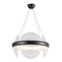 Kuzco Lighting Taurus 22" Wide LED Ring Chandelier with Ribbed Glass Shades Urban Bronze / Clear Ribbed Glass