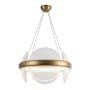 Kuzco Lighting Taurus 22" Wide LED Ring Chandelier with Ribbed Glass Shades Vintage Brass / Clear Ribbed Glass