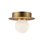 Kuzco Lighting Elixir 6" Wide LED Flush Mount Globe Ceiling Fixture with Opal Glass Shade Brushed Gold