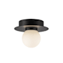 Kuzco Lighting Elixir 6" Wide LED Flush Mount Globe Ceiling Fixture with Opal Glass Shade Black