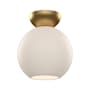 Kuzco Lighting Arcadia 8" Wide Semi-flush Globe Ceiling Fixture Brushed Gold / Opal Glass