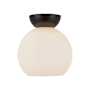 Kuzco Lighting Arcadia 8" Wide Semi-flush Globe Ceiling Fixture Black / Opal Glass