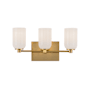 Kuzco Lighting Nola 3 Light 18" Wide Vanity Light with Opal Glass Shades Brushed Gold / Glossy Opal Glass
