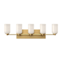 Kuzco Lighting Nola 5 Light 32" Wide Vanity Light Brushed Gold / Glossy Opal Glass