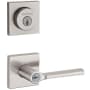 Kwikset Lisbon (Square Rosette) Lever and 158 Deadbolt Combo Pack with SmartKey Satin Nickel