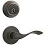 Kwikset Balboa Passage Lever Set and Single Cylinder Keyed Entry Deadbolt Combo with SmartKey from the 780 Series Venetian Bronze
