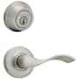 Kwikset Balboa Passage Lever Set and Single Cylinder Keyed Entry Deadbolt Combo with SmartKey from the 780 Series Satin Nickel