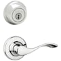 Kwikset Balboa Passage Lever Set and Single Cylinder Keyed Entry Deadbolt Combo with SmartKey from the 780 Series Polished Chrome