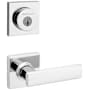 Kwikset Breton Passage Lever Set and Single Cylinder Keyed Entry Deadbolt Combo with SmartKey from the Halifax Collection Polished Chrome
