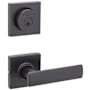 Kwikset Breton Passage Lever Set and Single Cylinder Keyed Entry Deadbolt Combo with SmartKey from the Halifax Collection Matte Black