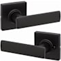 Kwikset Breton Passage Door Lever Set with Square Rose Matte Black