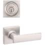 Kwikset Breton Passage Lever Set and Single Cylinder Keyed Entry Deadbolt Combo with SmartKey from the Signature Series Satin Nickel