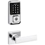 Kwikset Breton Passage Lever Set and Electronic Keyless Entry Deadbolt Combo Pack with SmartKey from the Halo Collection Polished Chrome