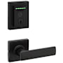 Kwikset Breton Passage Lever Set and Electronic Keyless Entry Deadbolt Combo Pack with SmartKey from the Halo Collection Matte Black
