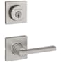 Kwikset Casey Passage Lever Set and Single Cylinder Keyed Entry Deadbolt Combo with SmartKey from the Halifax Collection Satin Nickel