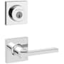 Kwikset Casey Passage Lever Set and Single Cylinder Keyed Entry Deadbolt Combo with SmartKey from the Halifax Collection Polished Chrome