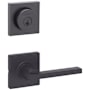 Kwikset Casey Passage Lever Set and Single Cylinder Keyed Entry Deadbolt Combo with SmartKey from the Halifax Collection Matte Black