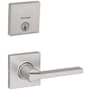 Kwikset Casey Passage Lever Set and Single Cylinder Keyed Entry Deadbolt Combo with SmartKey from the Downtown Collection Satin Nickel