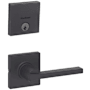 Kwikset Casey Passage Lever Set and Single Cylinder Keyed Entry Deadbolt Combo with SmartKey from the Downtown Collection Matte Black