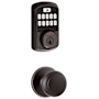 Kwikset Cove Passage Knob and 942 Aura Keypad Deadbolt Combo Pack with SmartKey and Bluetooth Technology Venetian Bronze