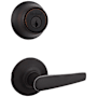 Kwikset Delta Passage Lever Set and Single Cylinder Keyed Entry Deadbolt Combo with SmartKey from the 660 Series Venetian Bronze