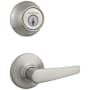 Kwikset Delta Passage Lever Set and Single Cylinder Keyed Entry Deadbolt Combo with SmartKey from the 660 Series Satin Nickel