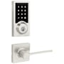 Kwikset Ladera Passage Lever and 916 Contemporary Touchscreen Deadbolt Combo Pack with SmartKey and Z-Wave Technology Satin Nickel