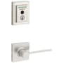 Kwikset Ladera Passage Lever and 959 Fingerprint Contemporary Halo WiFi Enabled Deadbolt Combo Pack with SmartKey Satin Nickel
