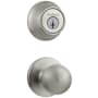 Kwikset Polo Passage Knob Set and Single Cylinder Keyed Entry Deadbolt Combo with SmartKey from the 660 Series Satin Nickel