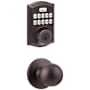 Kwikset Polo Passage Knob Set and Electronic Keyless Entry Deadbolt Combo Pack with SmartKey from the Home Connect Collection Venetian Bronze