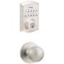 Kwikset Polo Passage Knob Set and Electronic Keyless Entry Deadbolt Combo Pack with SmartKey from the Home Connect Collection Satin Nickel