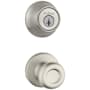 Kwikset Tylo Passage Knob Set and Single Cylinder Keyed Entry Deadbolt Combo with SmartKey from the 660 Series Satin Nickel