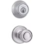 Kwikset Tylo Passage Knob Set and Single Cylinder Keyed Entry Deadbolt Combo with SmartKey from the 660 Series Satin Chrome