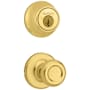 Kwikset Tylo Passage Knob Set and Single Cylinder Keyed Entry Deadbolt Combo with SmartKey from the 660 Series Polished Brass