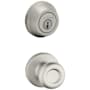 Kwikset Tylo Passage Knob Set and Single Cylinder Keyed Entry Deadbolt Combo with SmartKey from the 780 Series Satin Nickel