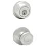 Kwikset Tylo Passage Knob Set and Single Cylinder Keyed Entry Deadbolt Combo with SmartKey from the 780 Series Polished Chrome