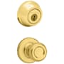 Kwikset Tylo Passage Knob Set and Single Cylinder Keyed Entry Deadbolt Combo with SmartKey from the 780 Series Polished Brass
