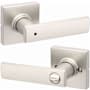 Kwikset Breton Privacy Door Lever Set with Square Rose Satin Nickel
