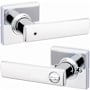 Kwikset Breton Privacy Door Lever Set with Square Rose Bright Chrome