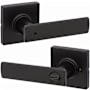 Kwikset Breton Privacy Door Lever Set with Square Rose Matte Black