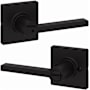 Kwikset Casey Privacy Door Lever Set with Square Rose Matte Black
