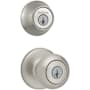 Kwikset Cove (Round Rosette) Knob and 660 Deadbolt Combo Pack with SmartKey Satin Nickel
