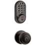 Kwikset Cove Single Cylinder Keyed Entry Knob Set and Electronic Keyless Entry Deadbolt Combo Pack with SmartKey from the Halo Collection Venetian Bronze