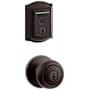 Kwikset Cove Single Cylinder Keyed Entry Knob Set and Electronic Keyless Entry Deadbolt Combo Pack with SmartKey from the Halo Collection Venetian Bronze