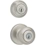 Kwikset Cove (Round Rosette) Knob and 980 Deadbolt Combo Pack with SmartKey Satin Nickel