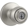 Kwikset Polo Single Cylinder Keyed Entry Lever Set with Round Rose and SmartKey Satin Nickel